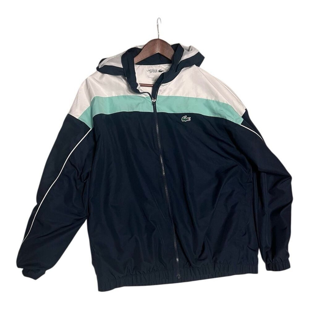 Lacoste Sport Colorblock Windbreaker Jacket Navy Mint Green XXL WH6950